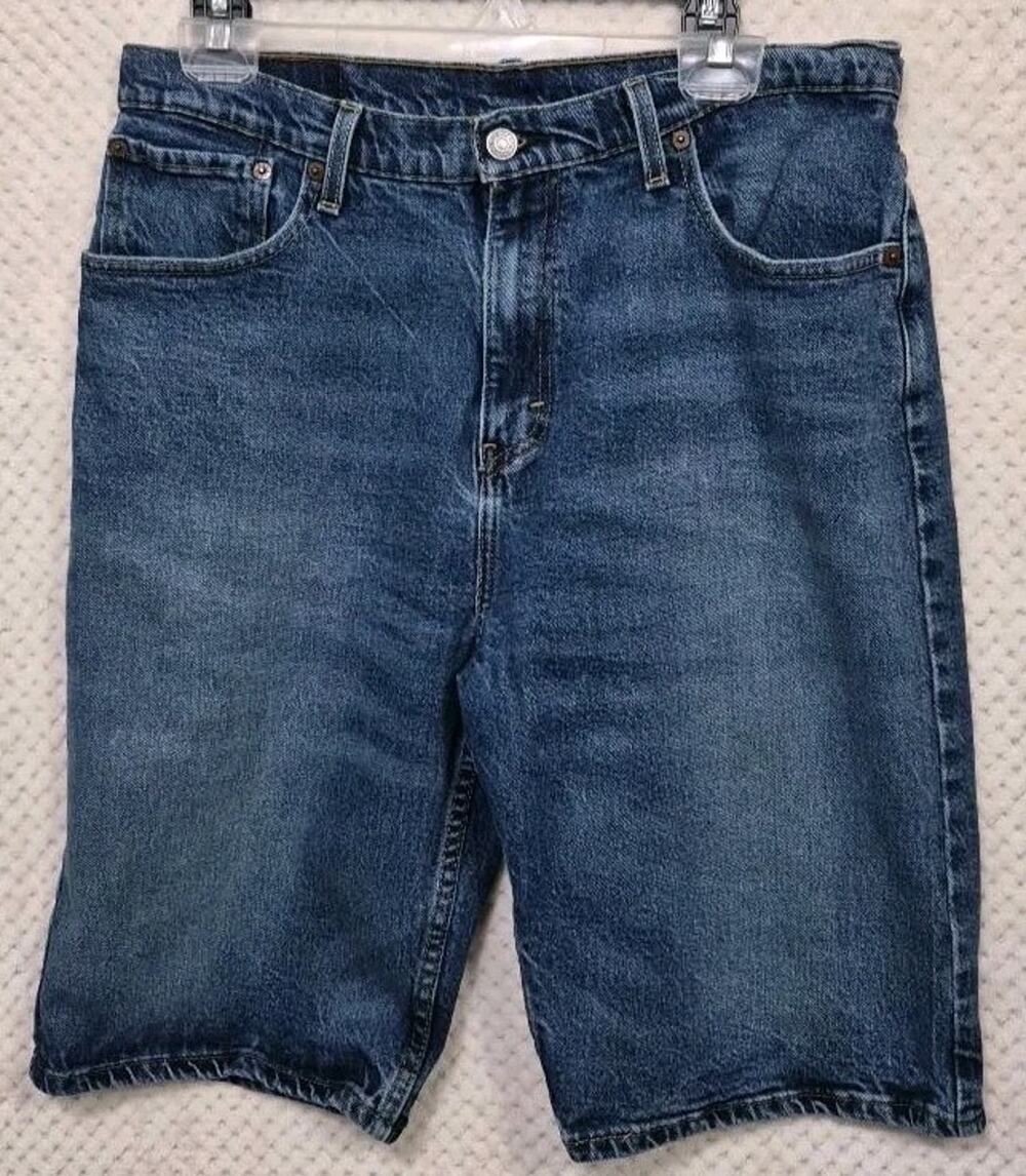 Levis Mens Denim Shorts W33 Blue Jean Jorts Loose Baggy Bermuda Made Mexico